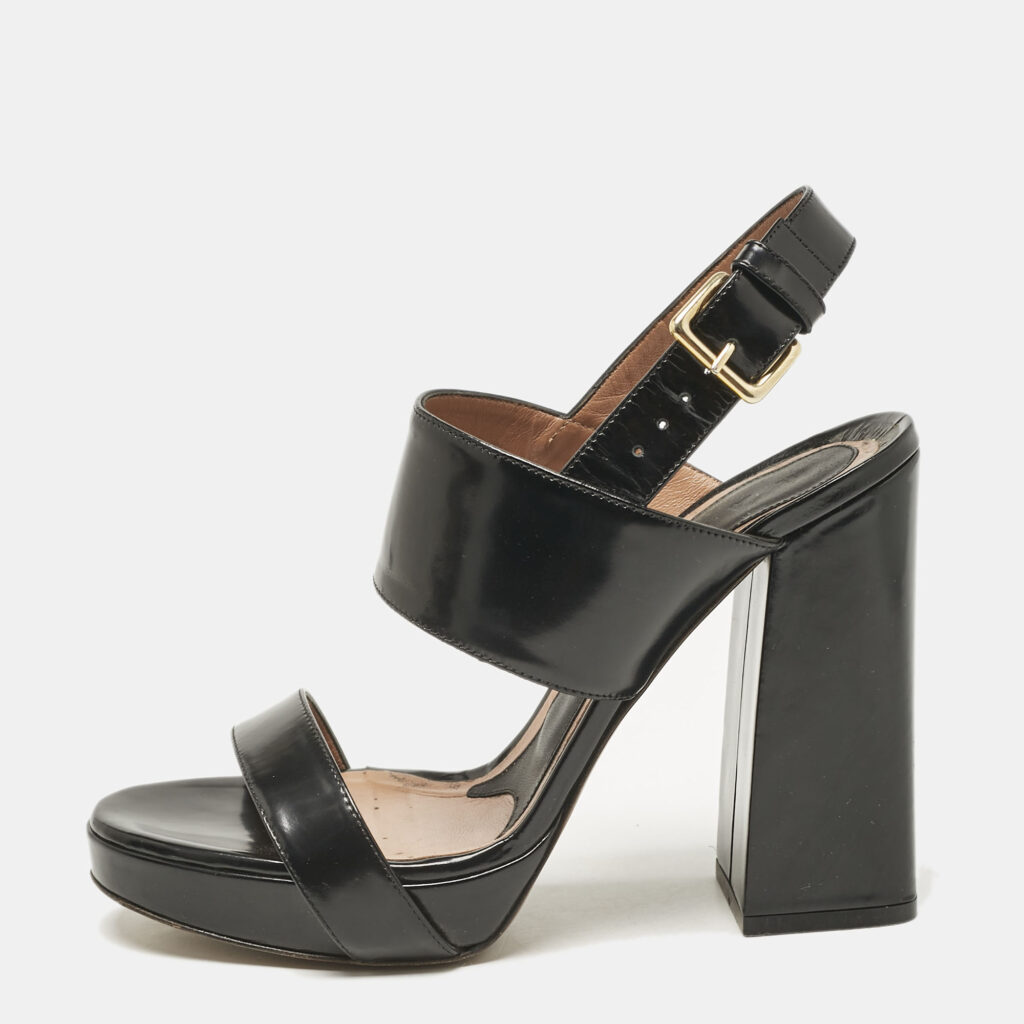 luxury-women-marni-used-shoes-p1121345-003 Marni Black Brushed Leather Platform Sandals Size 39