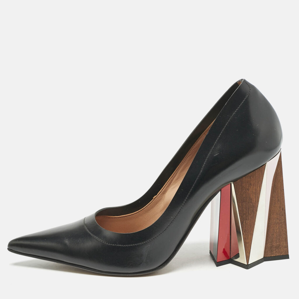 luxury-women-marni-used-shoes-p1155301-010 Marni Black Leather Block Heel Pumps Size 41.5