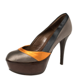 Marni Tri Color Satin Platform Pumps Size 38