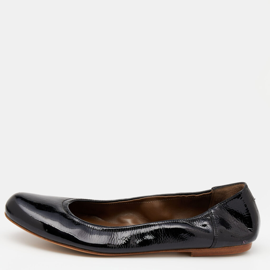 luxury-women-marni-used-shoes-p626334-002-2 Marni Black Patent Leather Scrunch Ballet Flats Size 36