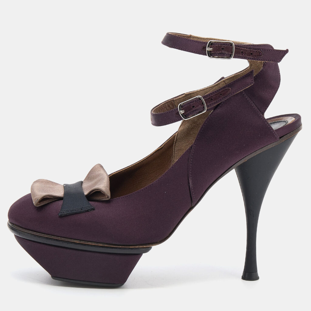 luxury-women-marni-used-shoes-p639371-004-2 Marni Multicolor Satin Buckle Detail Platform Sandals Size 39