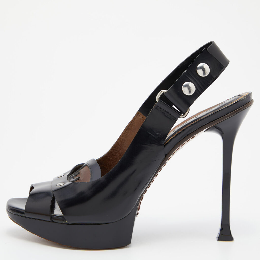 luxury-women-marni-used-shoes-p788398-002 Marni Black Leather Peep Toe Sandals Size 40