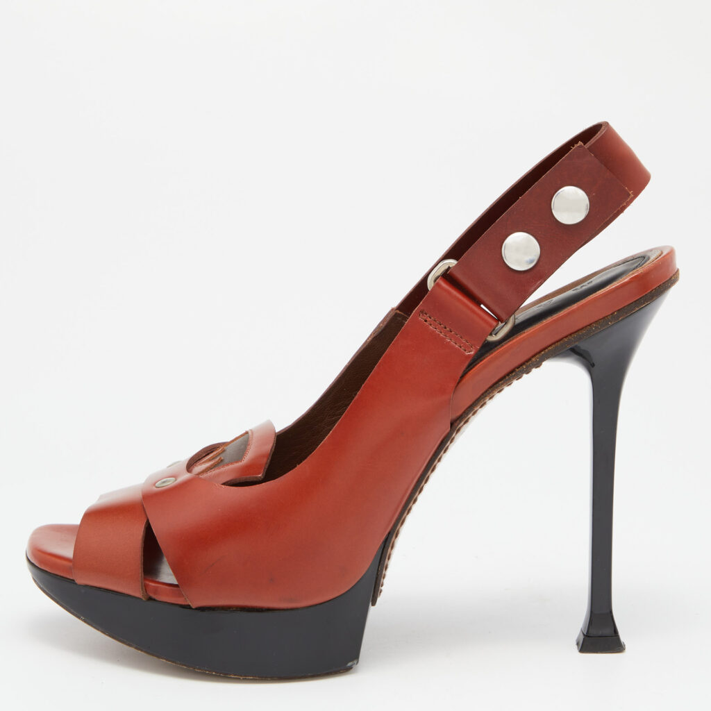 luxury-women-marni-used-shoes-p801414-002 Marni Brown Leather Slingback Sandals Size 39