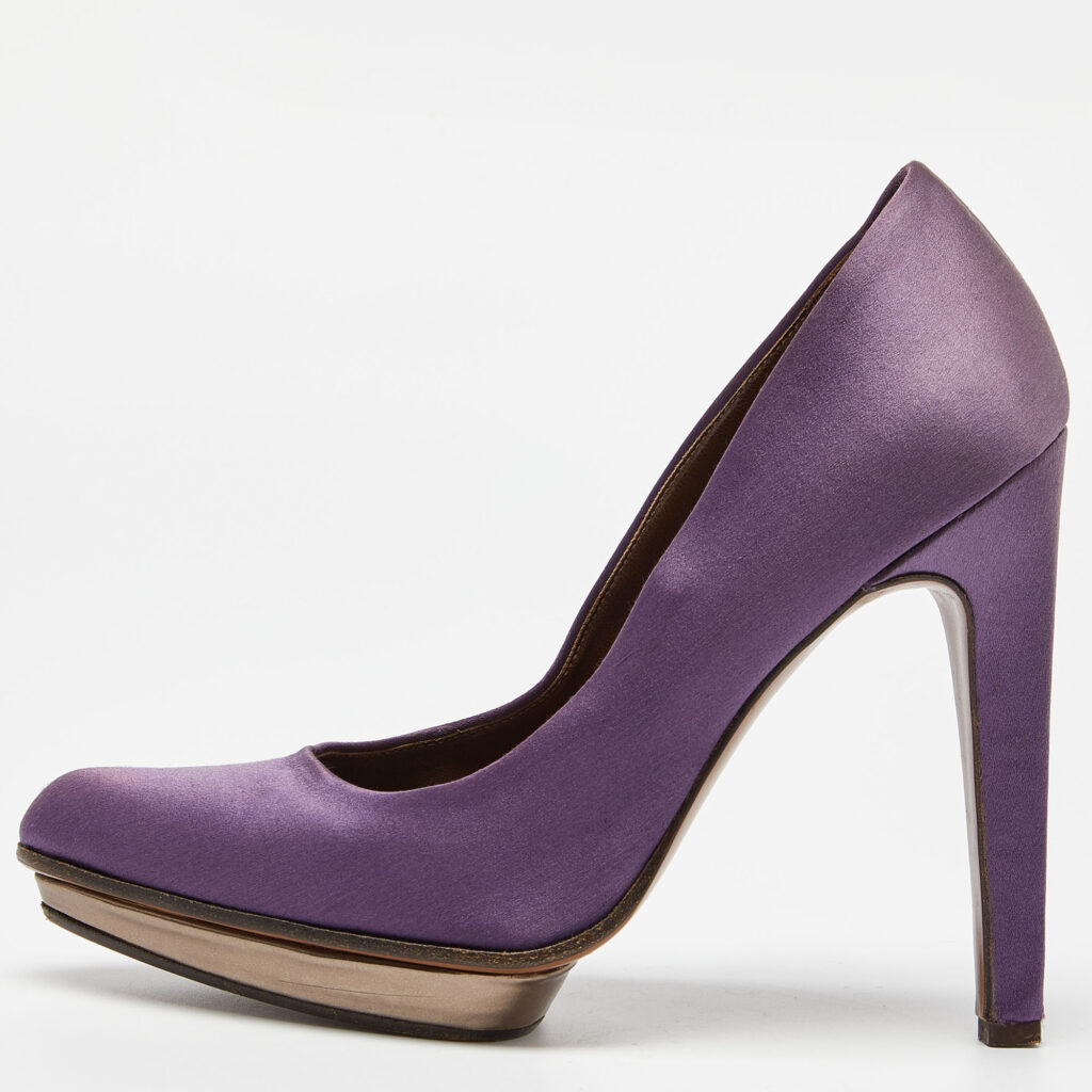luxury-women-marni-used-shoes-p998520-009 Marni Purple Satin Platform Pumps Size 38.5