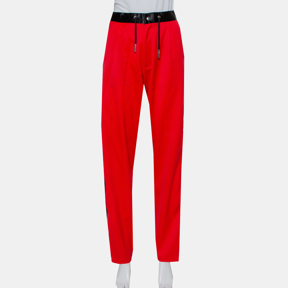 luxury-women-marques-almeida-used-clothes-p430566-009 Marques Almeida Red Wool Contrast Trim Side Zip Detail Track Pants L