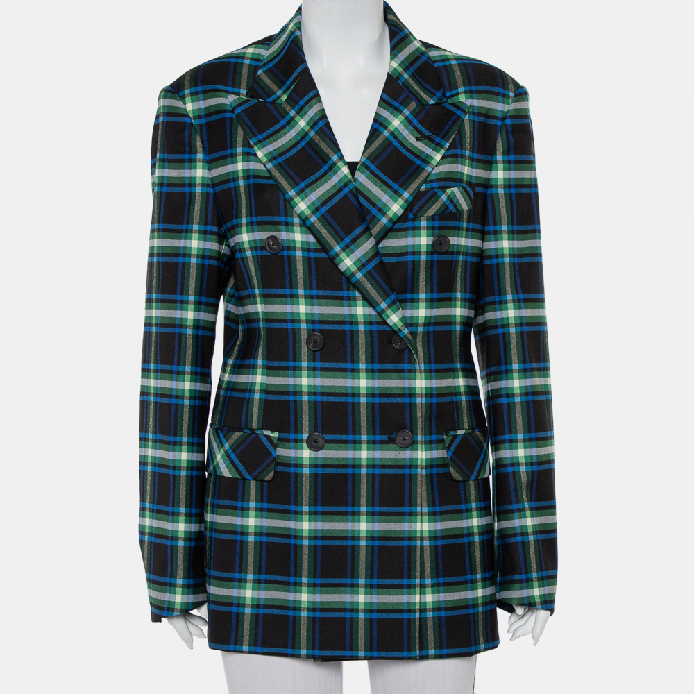 luxury-women-mathew-adams-dolan-new-clothes-p432007-010 Mathew Adams Dolan Black Opera Checkered Wool Double Breasted Blazer M