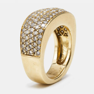 Mauboussin Pave Diamond 18k Yellow Gold Ring Size 54