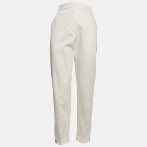 Max Mara White Cotton Blend Trousers L