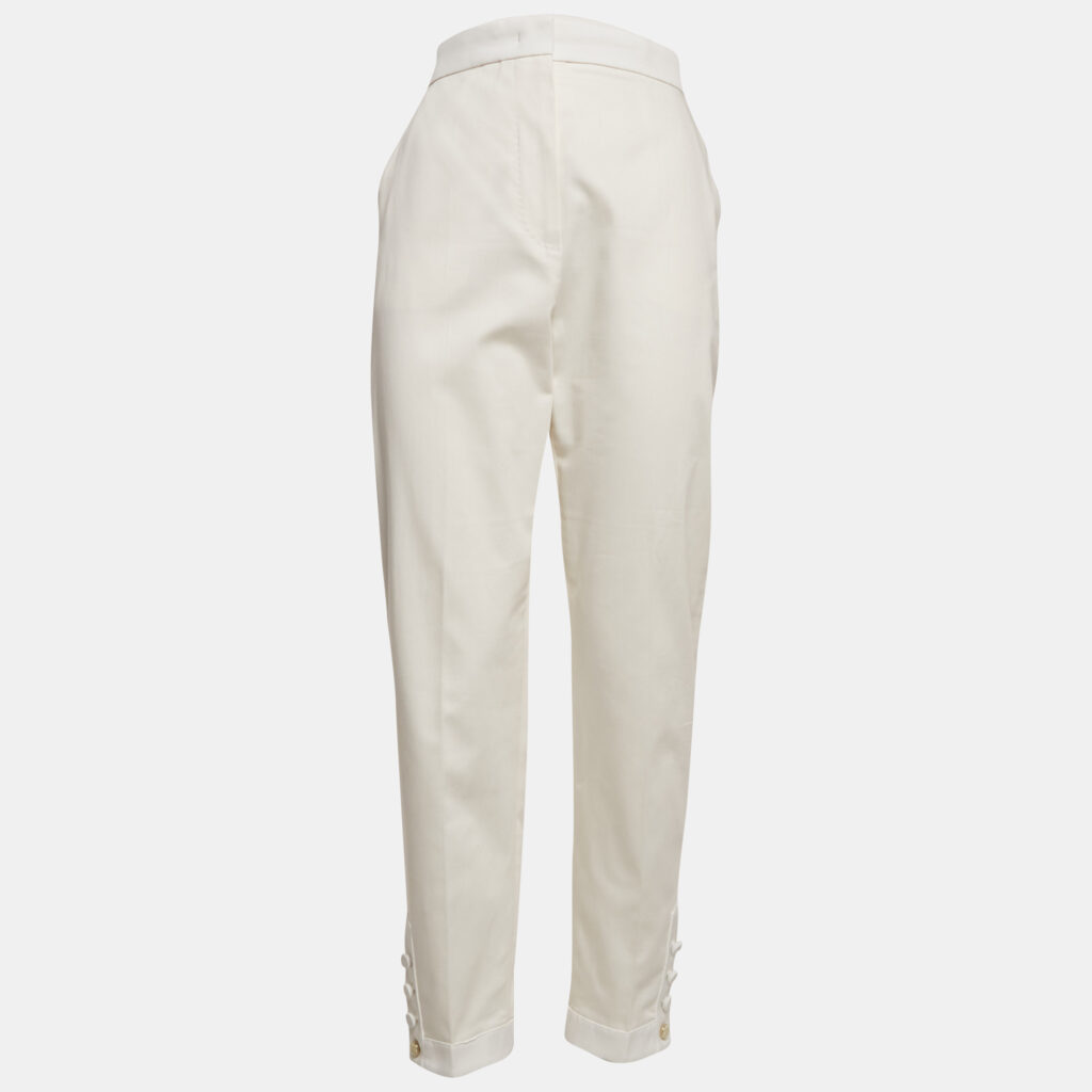 luxury-women-max-mara-new-clothes-p1159936-002 Max Mara White Cotton Blend Trousers L