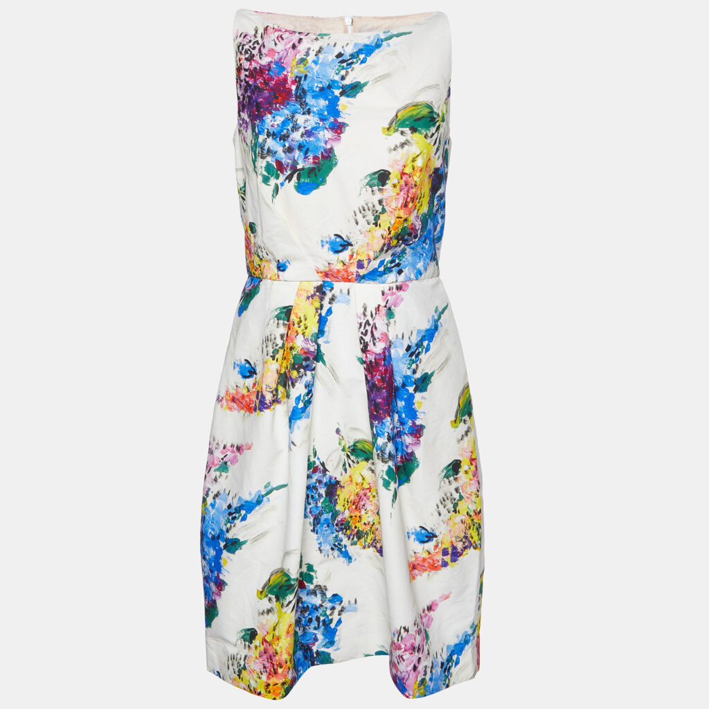 luxury-women-max-mara-shine-used-clothes-p985151-006 Max Mara Shine White Printed Cotton Sleeveless Dress S