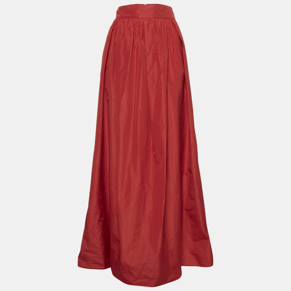 luxury-women-max-mara-studio-new-clothes-p1152349-006.jpg Max Mara Studio Red Crepe Gathered Maxi Skirt L