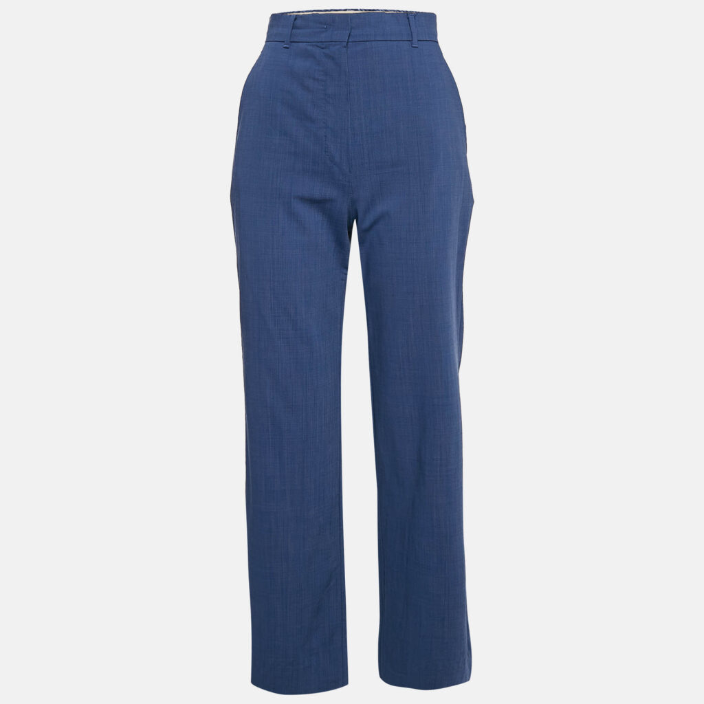 luxury-women-max-mara-studio-used-clothes-p1082065-001 Max Mara Studio Blue Wool Straight Fit Trousers XS/Waist 27.5"