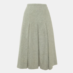Max Mara Studio Grey Wool Pleated Midi Skirt S