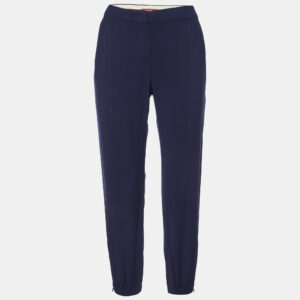 Max Mara Studio Navy Blue Wool Blend Tapered Trousers S