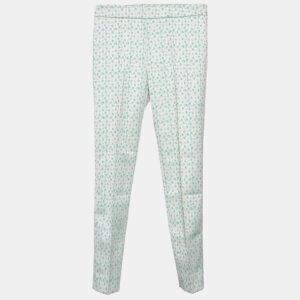Max Mara Studio Green Floral Jacquard Tapered Leg Trousers S