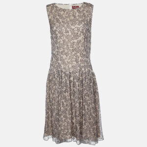 Max Mara Studio Pale Pink Printed Silk Sleeveless Dress M