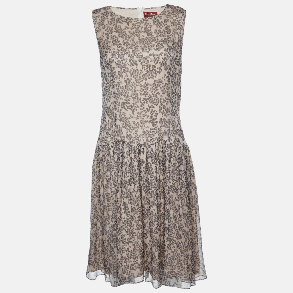 luxury-women-max-mara-studio-used-clothes-p985162-002 Max Mara Studio Pale Pink Printed Silk Sleeveless Dress M