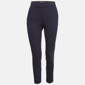 Max Mara Navy Blue Stretch Crepe Formal Trousers XS