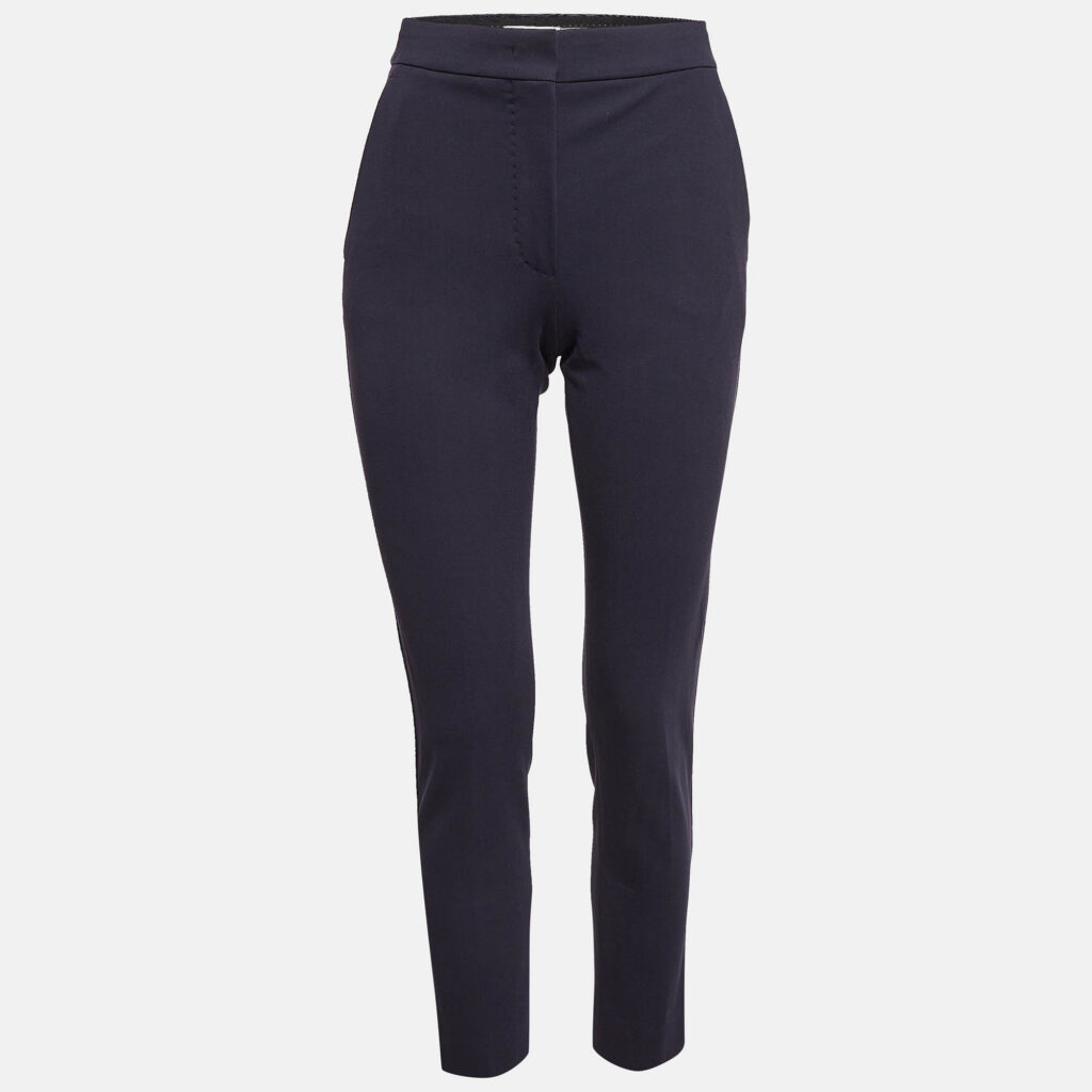 luxury-women-max-mara-used-clothes-p1009425-001 Max Mara Navy Blue Stretch Crepe Formal Trousers XS