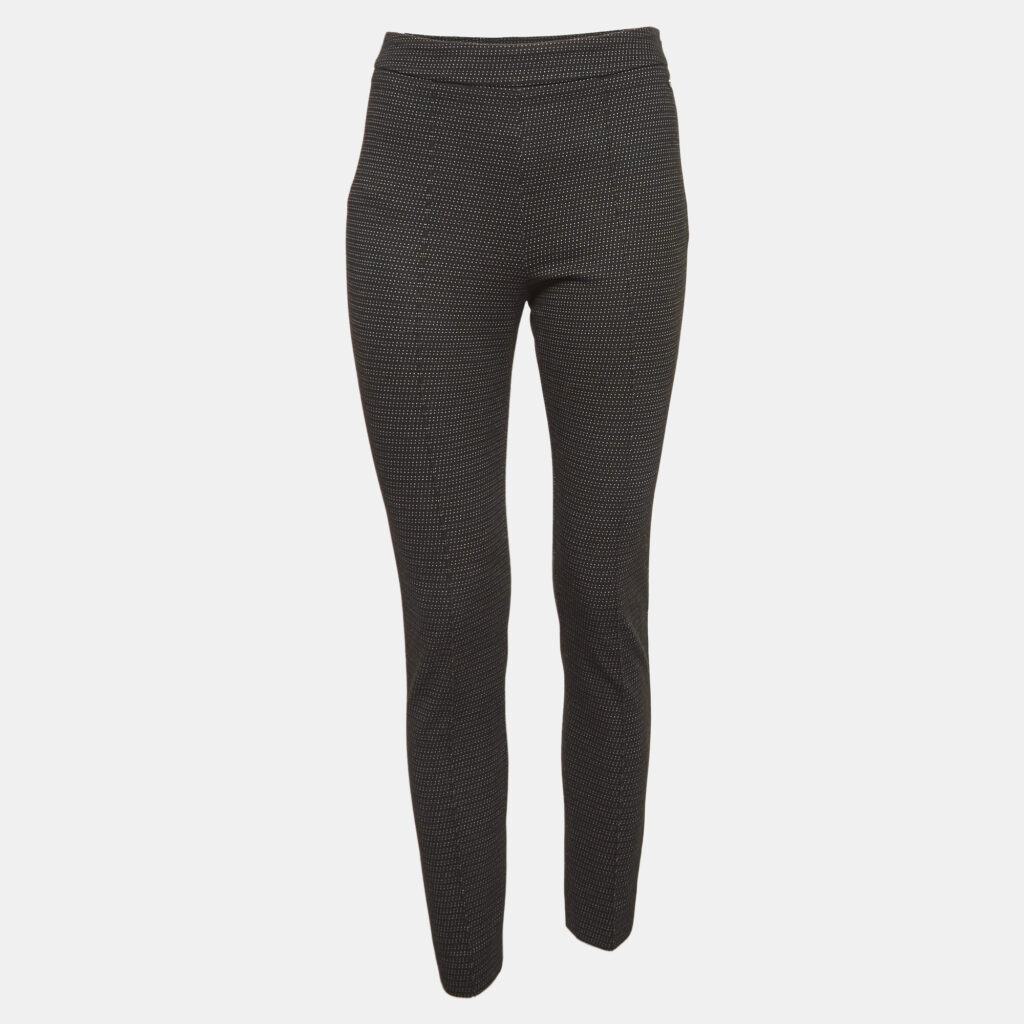 luxury-women-max-mara-used-clothes-p1033672-001 Max Mara Black Dots Pattern Stretch Knit Trousers S