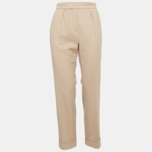 Max Mara Beige Felt Straight Leg Trousers M