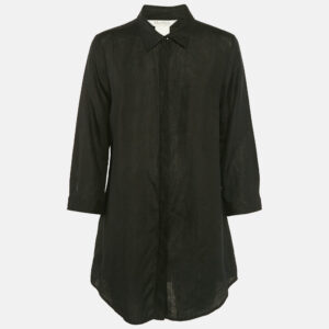 Max Mara Black Linen Long Sleeve Tunic Shirt L