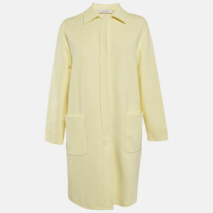 Max Mara Yellow Gabardine Single Breasted Long Coat M