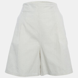 Max Mara Grey Striped Seersucker Shorts L
