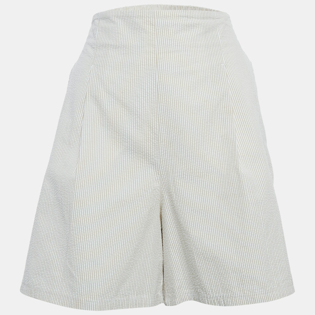 Max Mara Grey Striped Seersucker Shorts L