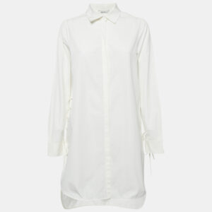 Max Mara White Cotton Lace-Up Shirt Dress S