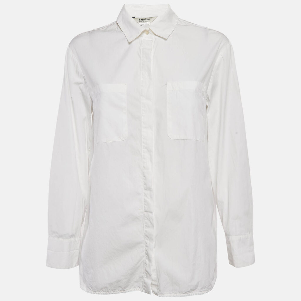 Max Mara White Cotton Long Sleeve Shirt M