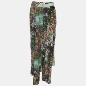 Max Mara Green Floral Printed Silk Canneti Pants S