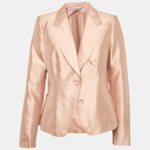 Max Mara Pink Cotton Blend Single Breasted Blazer XL