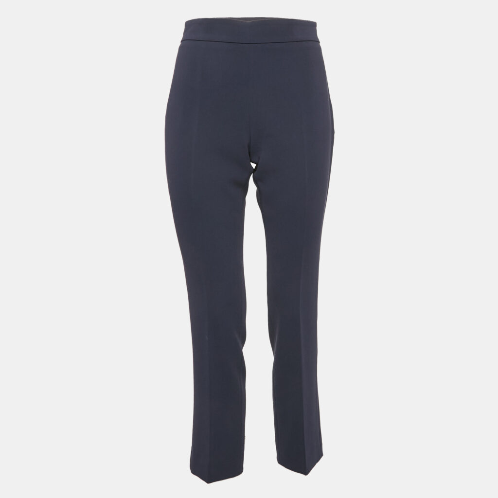 luxury-women-max-mara-used-clothes-p1159940-001 Max Mara Navy Blue Crepe Trousers M