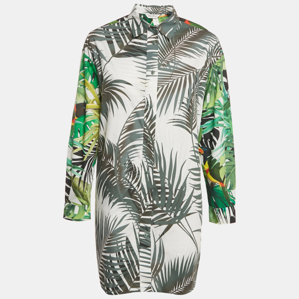 luxury-women-max-mara-used-clothes-p1169756-005 Max Mara Multicolor Tropical Print Diego Oversized Shirt Dress L