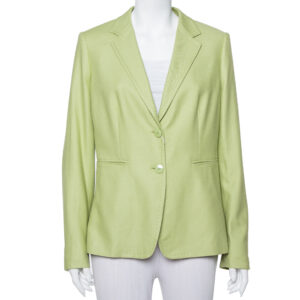 Max Mara Light Green Wool & Silk Button Front Blazer L