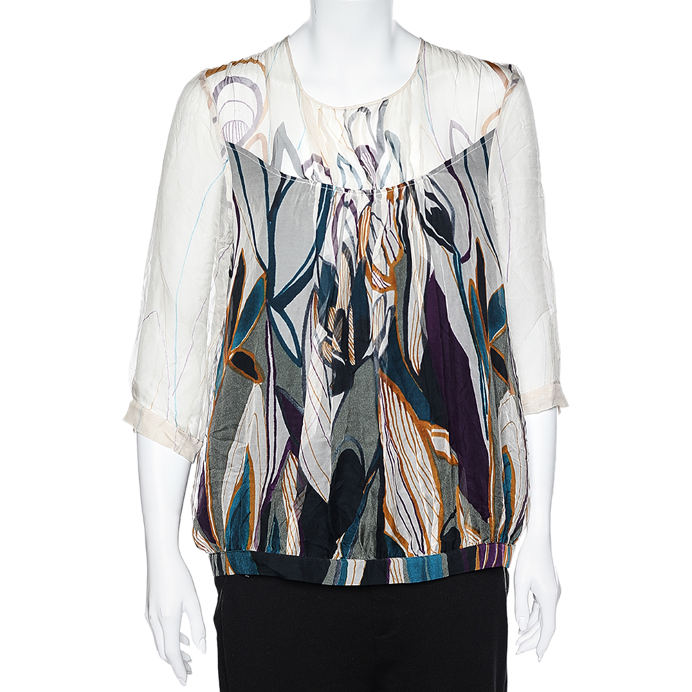luxury-women-max-mara-used-clothes-p565486-005-2 Max Mara Studio Multicolor Printed Silk Top L