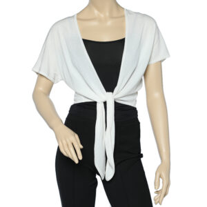 Max Mara White Knit Front Tie Detail Short Shrug XL