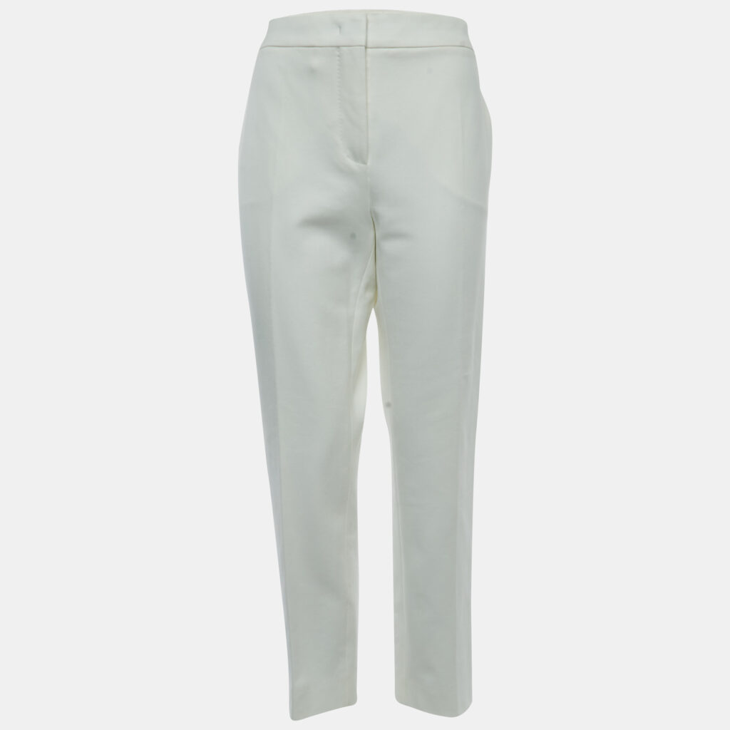 luxury-women-max-mara-used-clothes-p870031-003 Max Mara White Jersey Knit Tapered Trousers XL