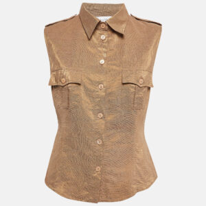 Max Mara Metallic Linen Blend Sleeveless Shirt L