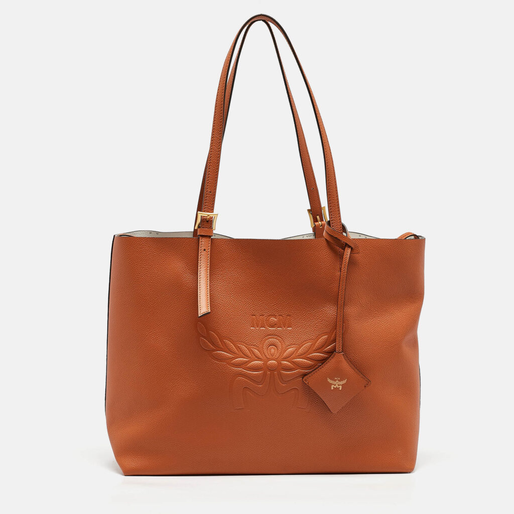 luxury-women-mcm-new-handbags-p1094257-015 MCM Cognac Leather Medium Himmel Shopper Tote