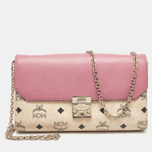 MCM Pink/Beige Visetos Faux Leather Millie Shoulder Bag