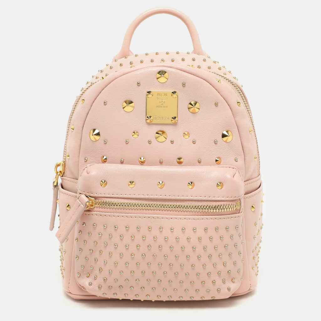 luxury-women-mcm-used-handbags-p1141039-012 MCM Pink Leather X-mini Stark Bebe Boo Backpack