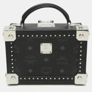 mcm black coated canvas and leather berlin box bag