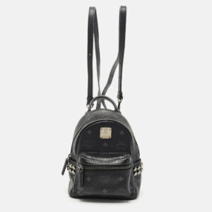 MCM Black Visetos Coated Canvas Mini Side Studs Stark Bebe Boo Backpack
