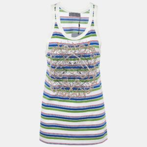 McQ by Alexander McQueen Multicolor Striped & Embroidered Tank Top M