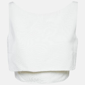 McQ by Alexander McQueen White Faille Cotton Blend Layered Crop Top M