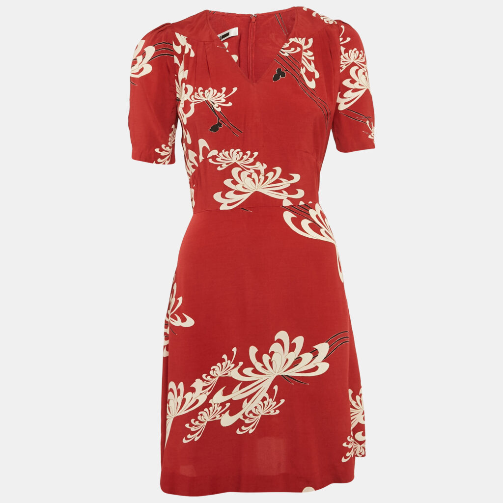 luxury-women-mcq-by-alexander-mcqueen-used-clothes-p1120795-004 McQ by Alexander McQueen Printed Red V-Neck Mini Dress XS