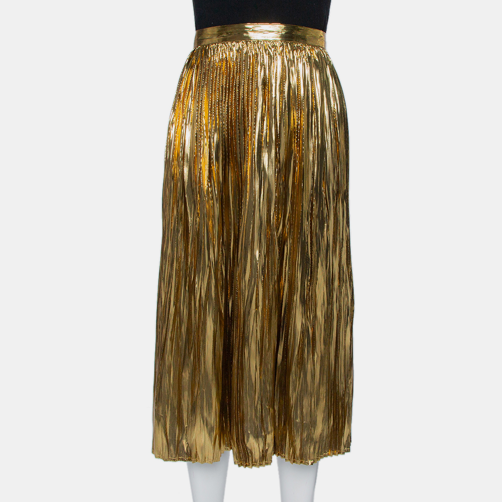 luxury-women-mes-demoiselles-new-clothes-p431435-009 Mes Demoiselles Gold Lurex Silk Pleated Sadiola Midi Skirt S