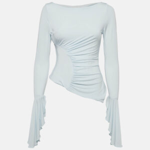 Meshki Blue Jersey Stevie Bell Sleeve Slinky Top M